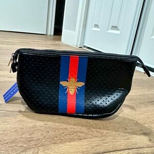 New Parker & Hyde Black Queen Bee Neoprene Cosmetic Bag NWT